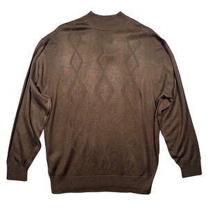 Trust‎ Mock Neck Sweater Mens XL Brown New Diamond Textured Knit BS066
